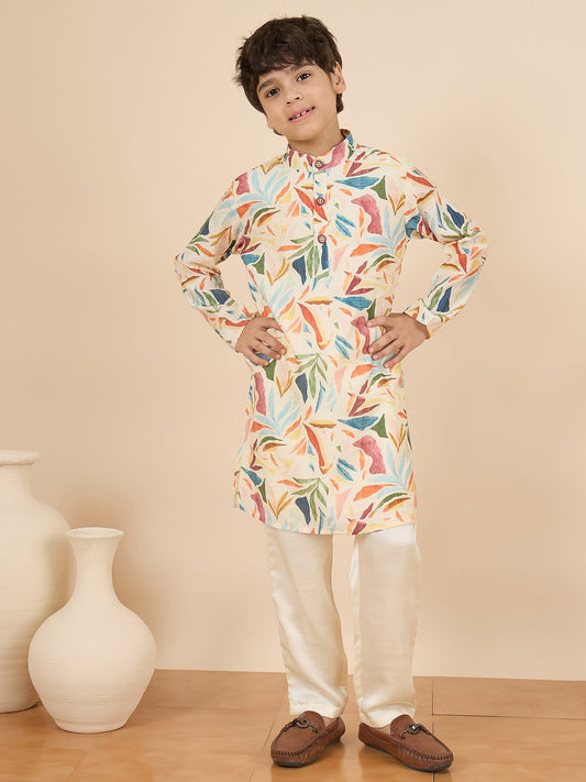 Boys Full Length All over Print Kurta Set - Multi