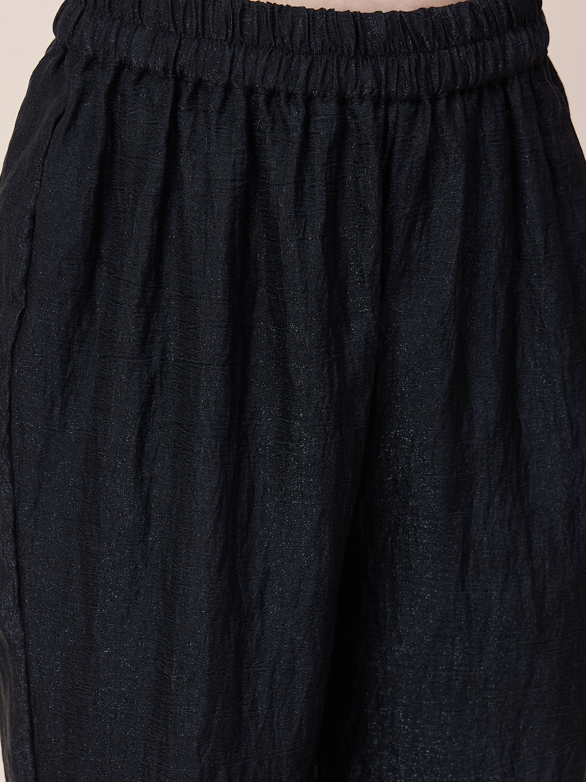 Girls Hip Length Embroidery Top With Pants - Black