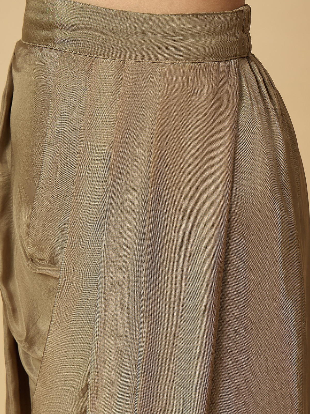 Girls Embroidery Top with Saree - Grey