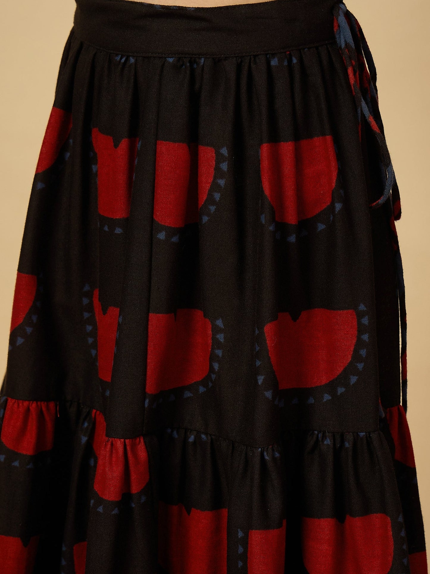 Girls Hip Length All over Print Lehenga Choli - Black