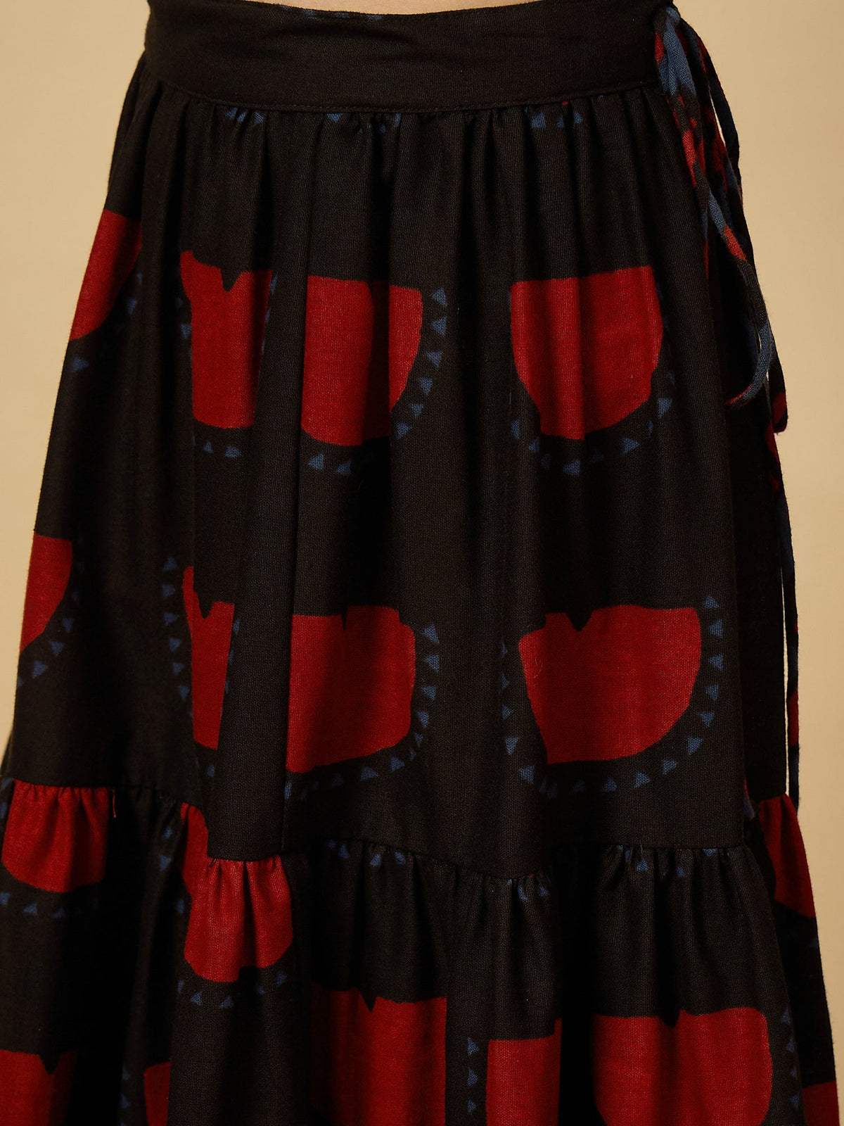 Girls Hip Length All over Print Lehenga Choli - Black