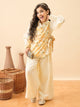Girls Hip Length Printed Top With Pants - Yellow