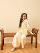 Girls Hip Length Printed Top With Pants - Yellow