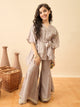 Girls Hip Length Embroidery Kurti Set - Grey
