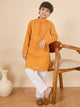 Boys Full Length All over Print Kurta Set - Yellow