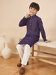 Boys Full Length All over Print Kurta Set - Navy Blue