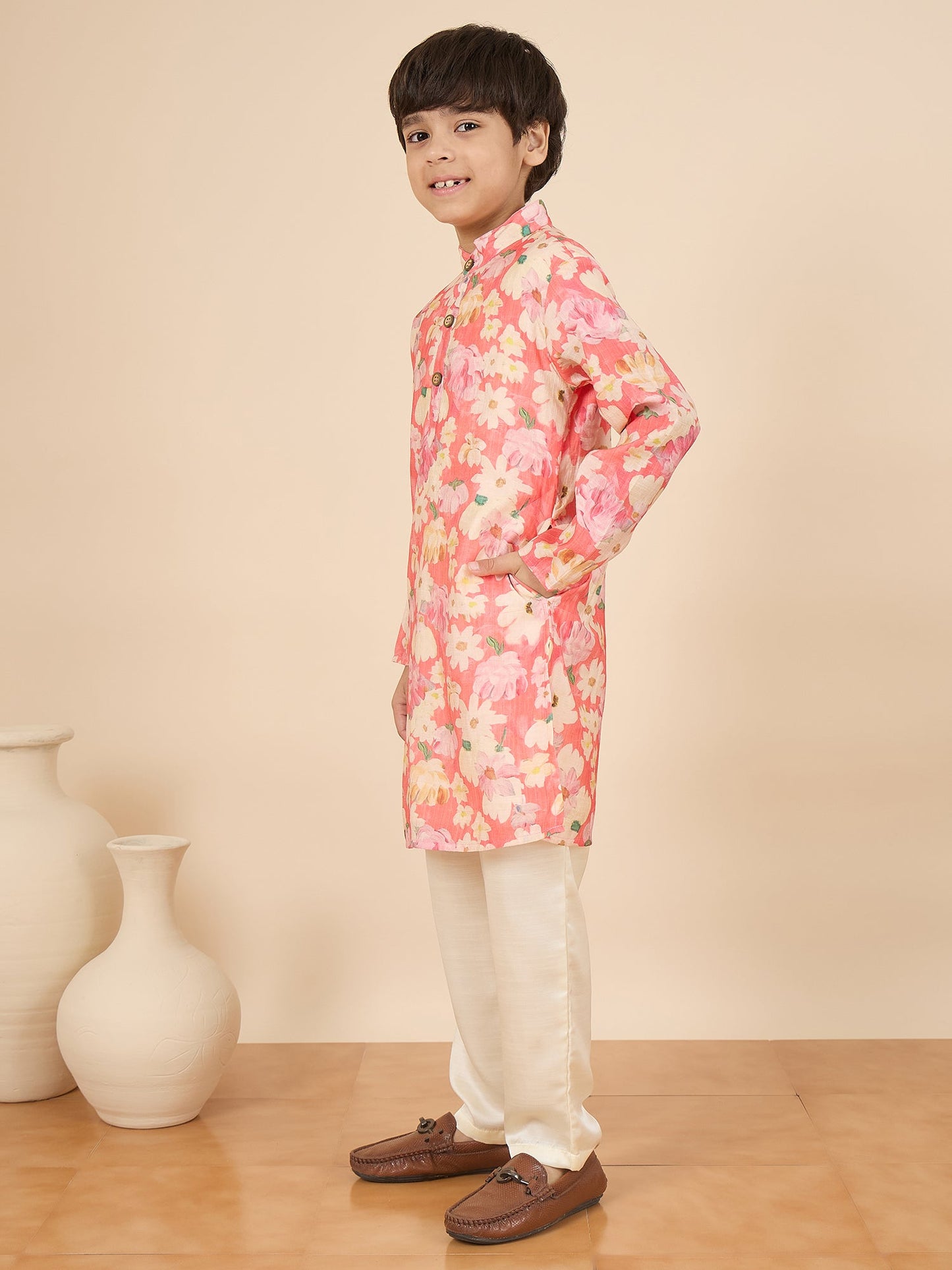 Boys Full Length All over Print Kurta Set - Multi