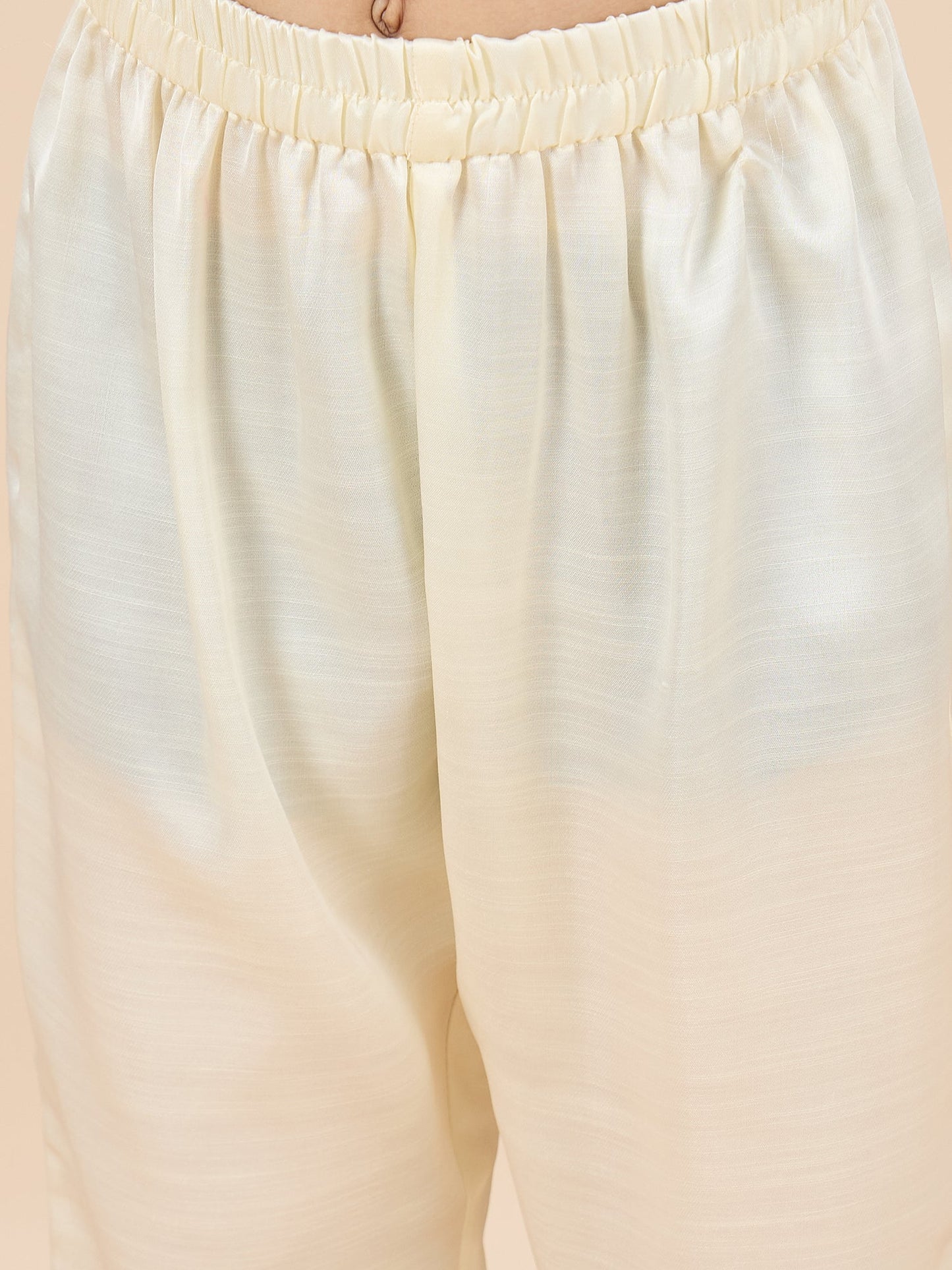 Boys Full Length Solid Kurta Set - Off-White