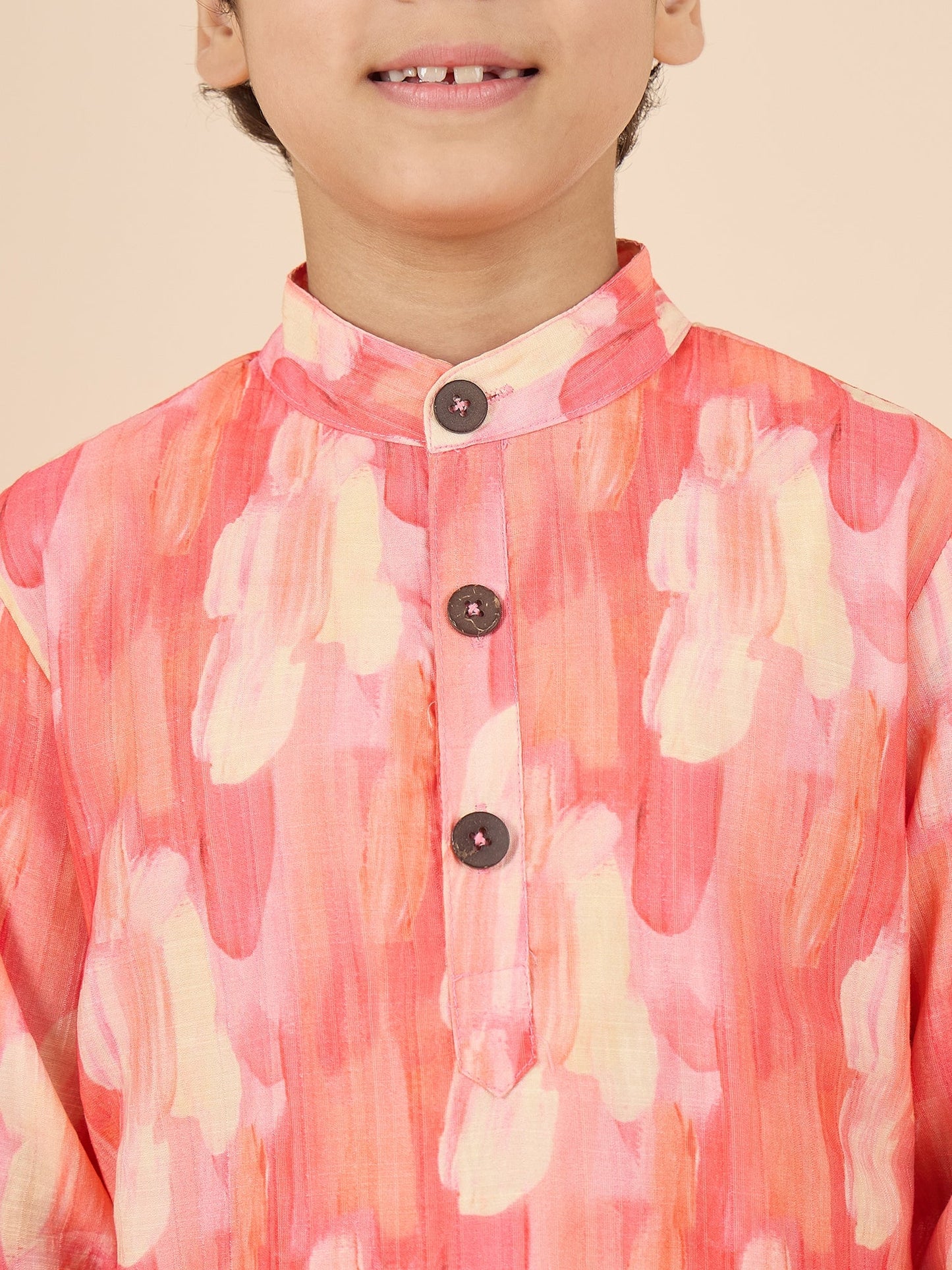 Boys Full Length All over Print Kurta Set - Red
