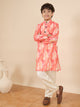 Boys Full Length All over Print Kurta Set - Red