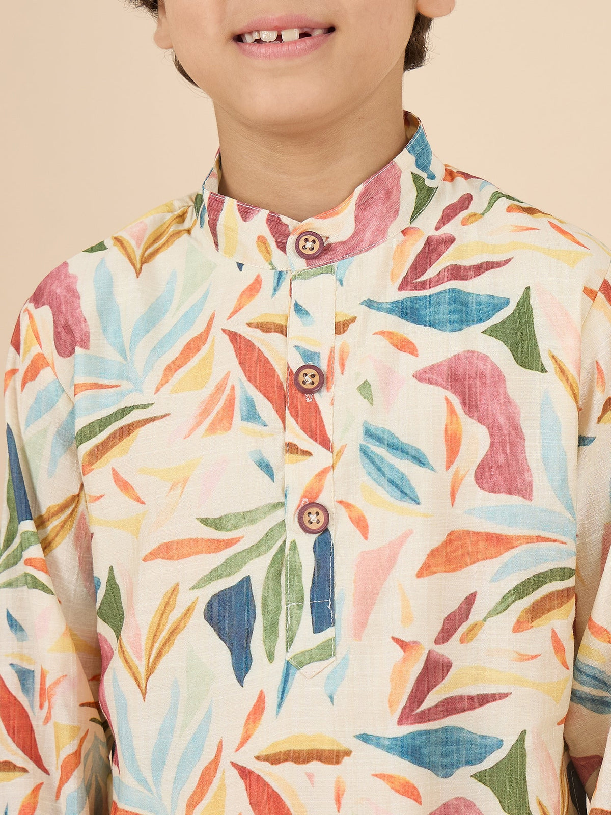 Boys Full Length All over Print Kurta Set - Multi