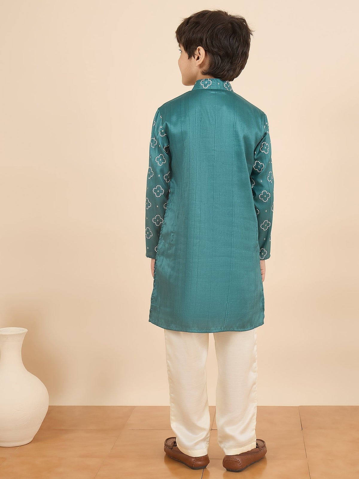 Boys Full Length All over Print Kurta Set - Blue