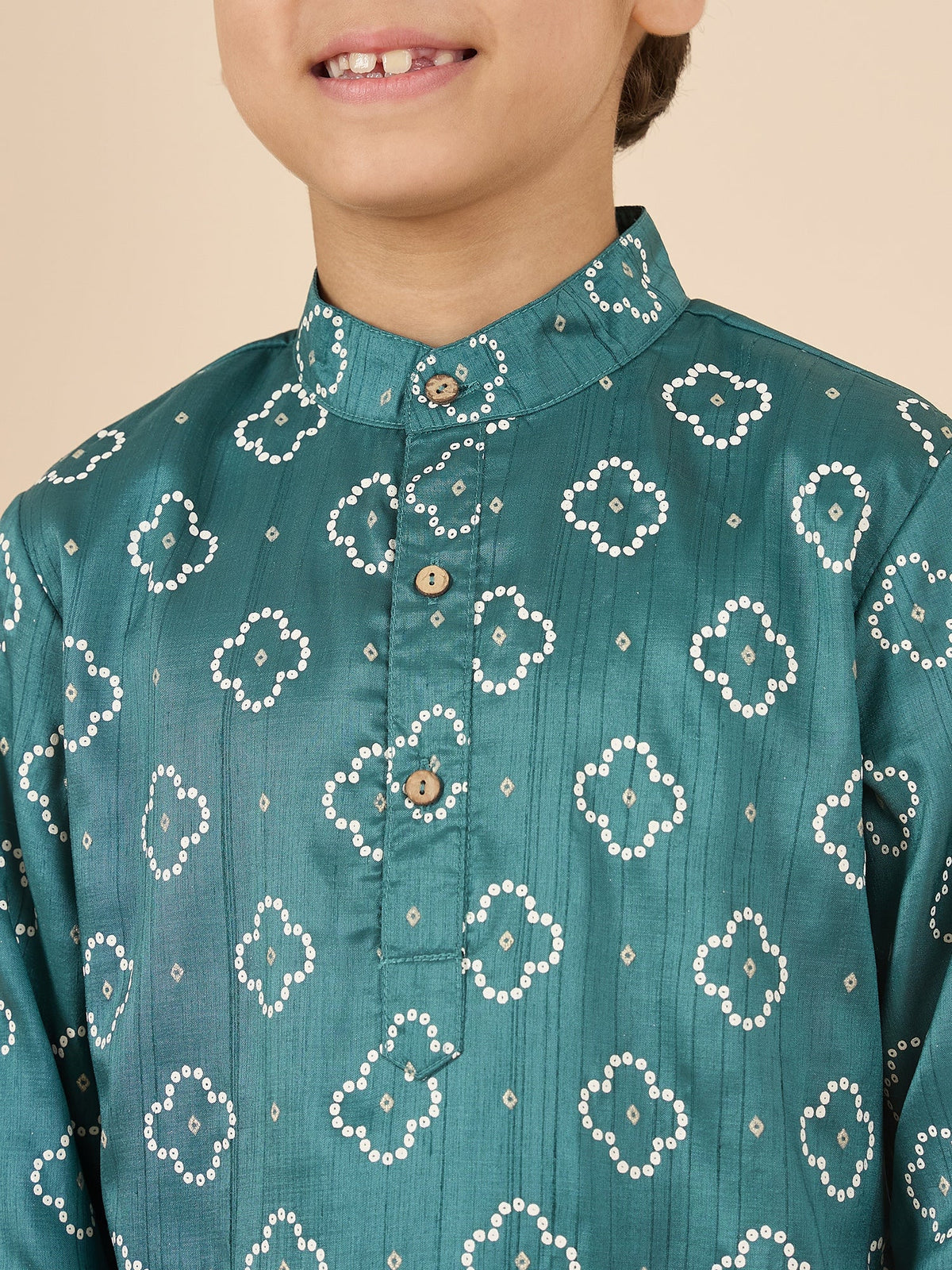 Boys Full Length All over Print Kurta Set - Blue