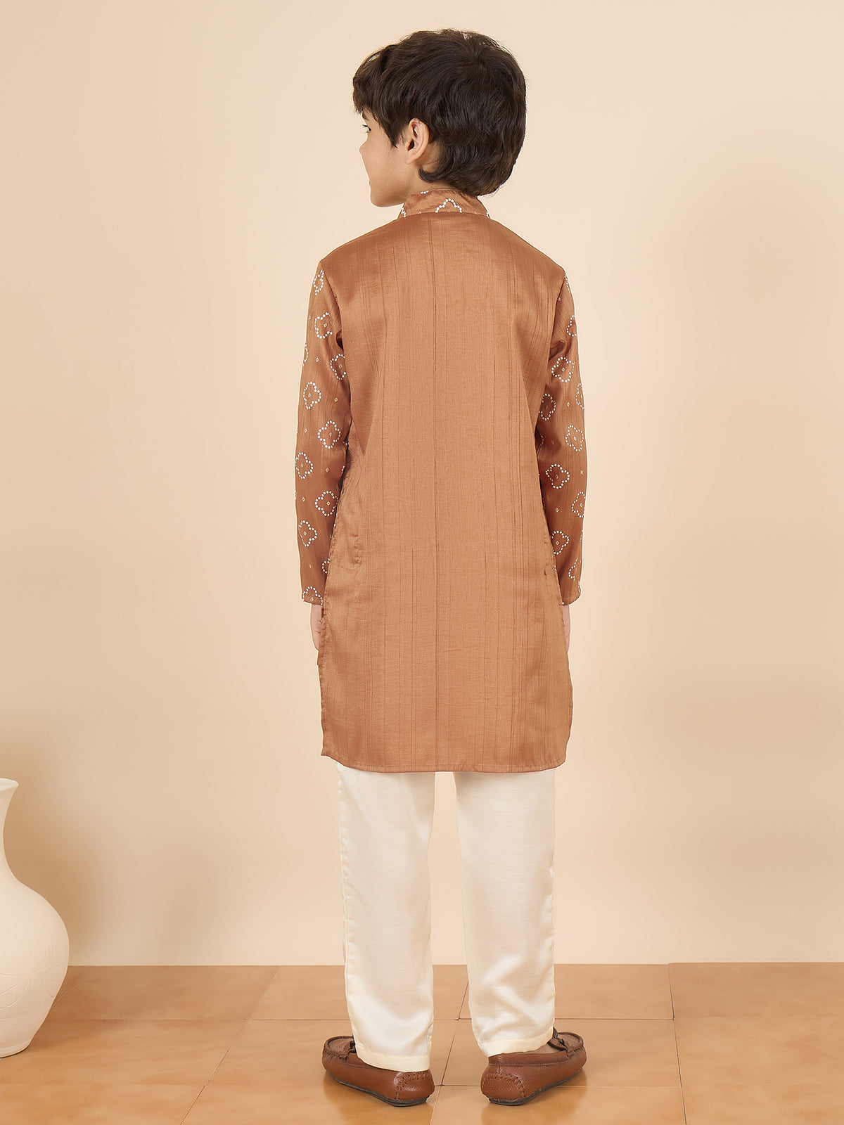 Boys Above Knee All over Print Kurta Set - Olive