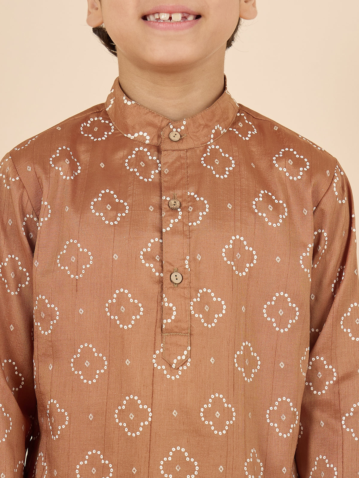 Boys Above Knee All over Print Kurta Set - Olive
