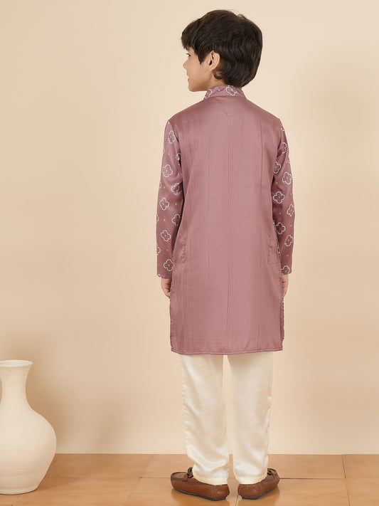 Boys Above Knee All over Print Kurta Set - Brown