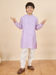 Boys Full Length Embroidery Kurta Set - Lavender