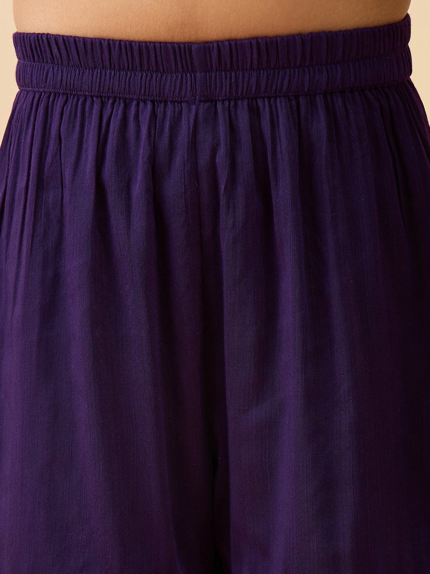Girls Above Knee Embroidery Kurti Set - Purple