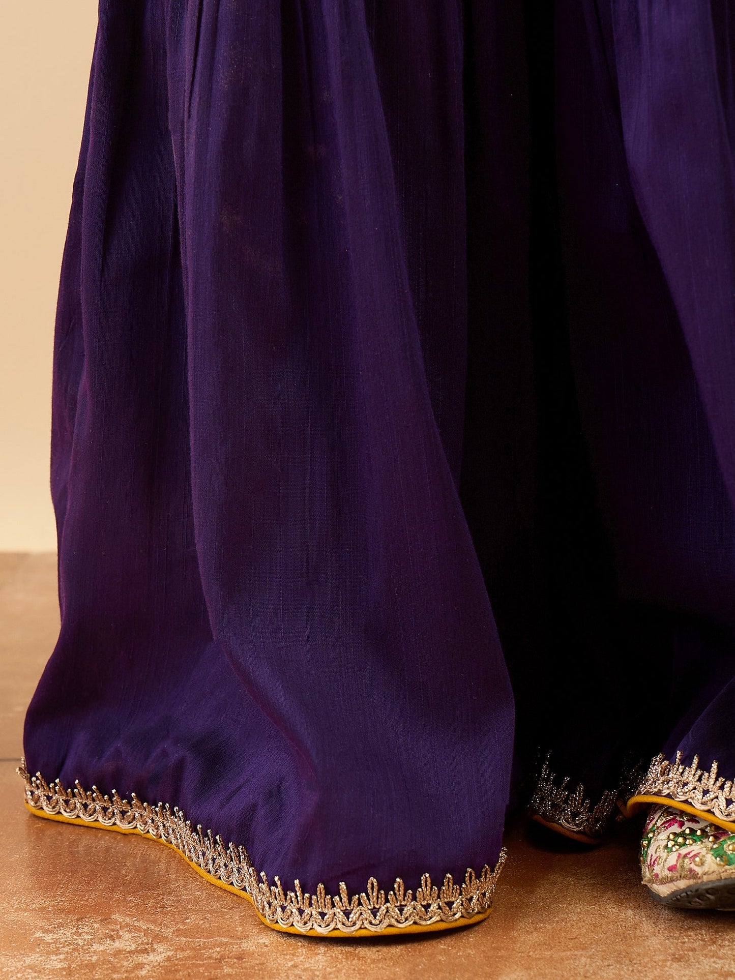 Girls Above Knee Embroidery Kurti Set - Purple