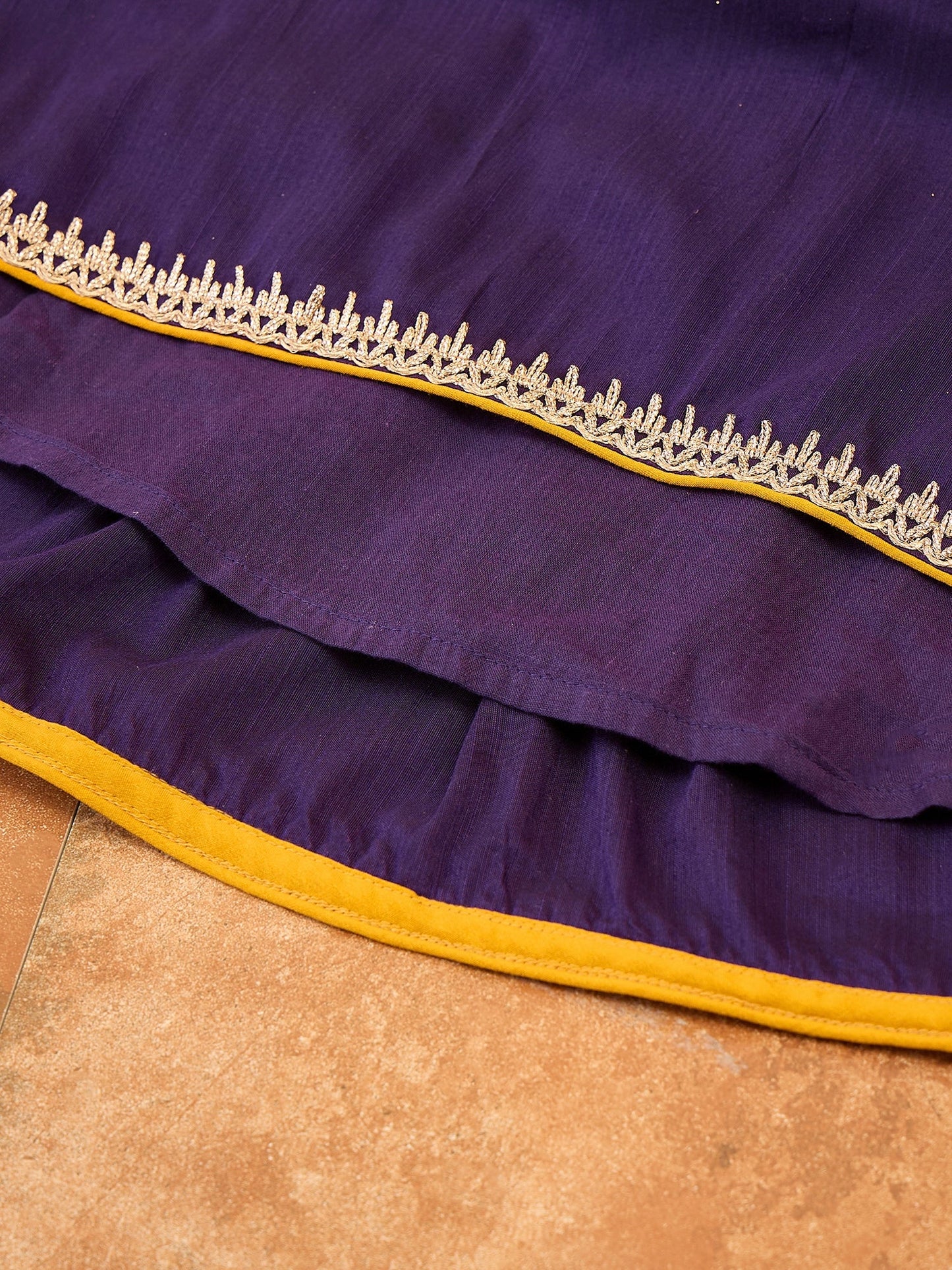 Girls Above Knee Embroidery Kurti Set - Purple