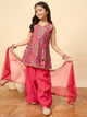 Girls Above Knee Printed Kurti Set - Magenta