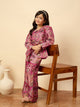 Girls Hip Length All over Print Kurti Set - Magenta