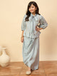 Girls Embroidery Top with Saree - Blue