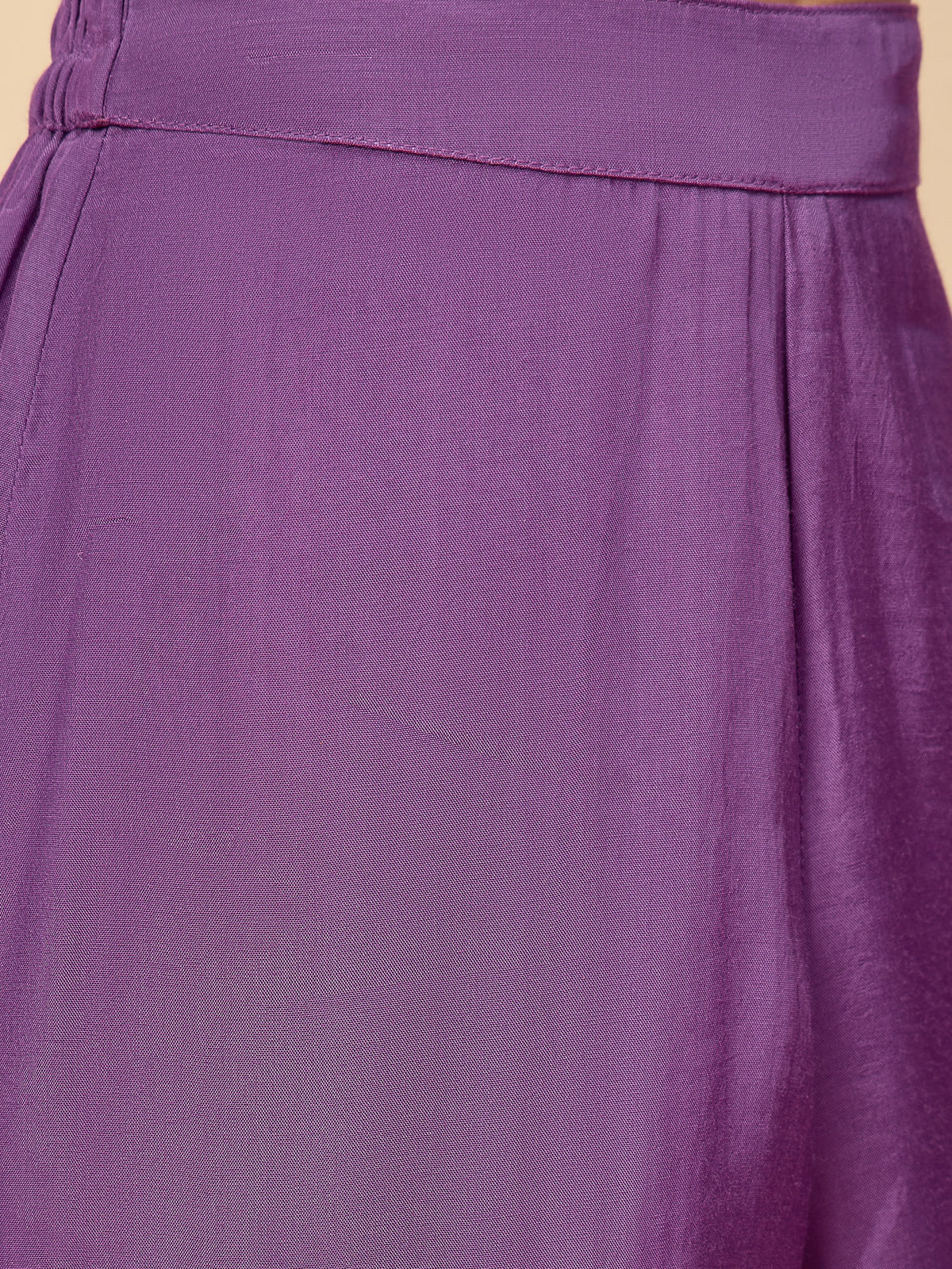 Girls Waist Length Embroidery Top With Pants - Purple