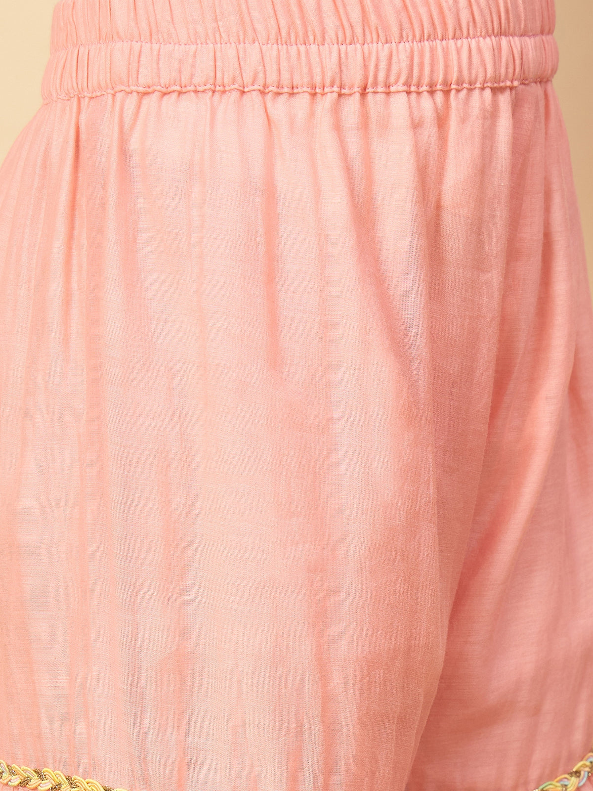 Girls Above Knee Embroidery Kurti Set - Peach