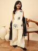 Girls Above Knee Embroidery Kurti Set - Off-White