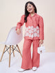Girls Hip Length Embroidery Top With Pants - Rust