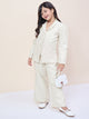 Girls Hip Length Embroidery Top With Pants - Off-White