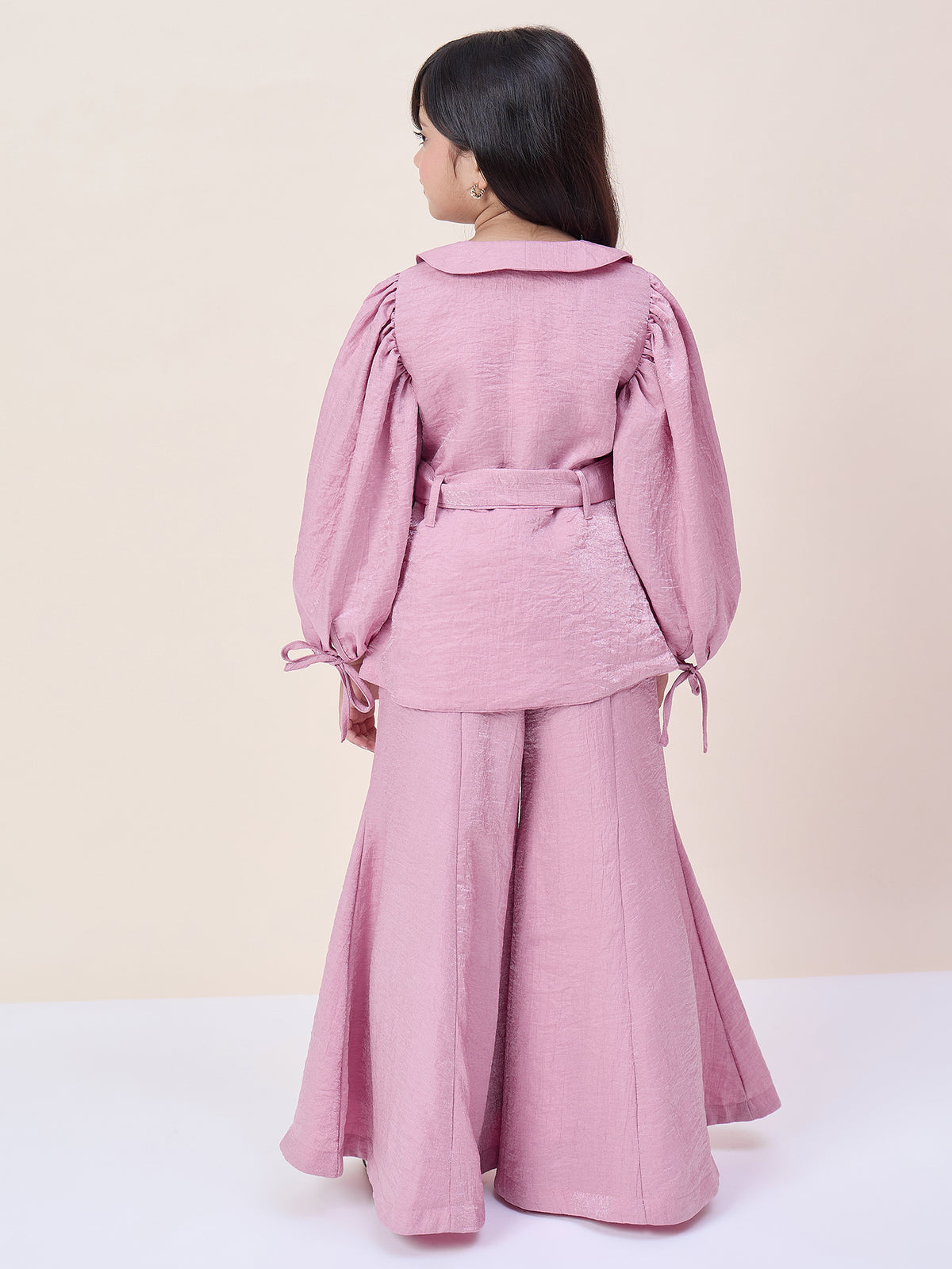 Girls Hip Length Embroidery Top With Pants - Lavender