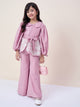 Girls Hip Length Embroidery Top With Pants - Lavender