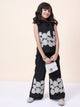 Girls Hip Length Embroidery Top With Pants - Black