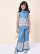 Girls Hip Length Embroidery Top With Pants - Blue