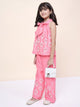 Girls Hip Length Embroidery Top With Pants - Pink