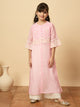 Girls Calf Length Embroidery Kurti Set - Pink