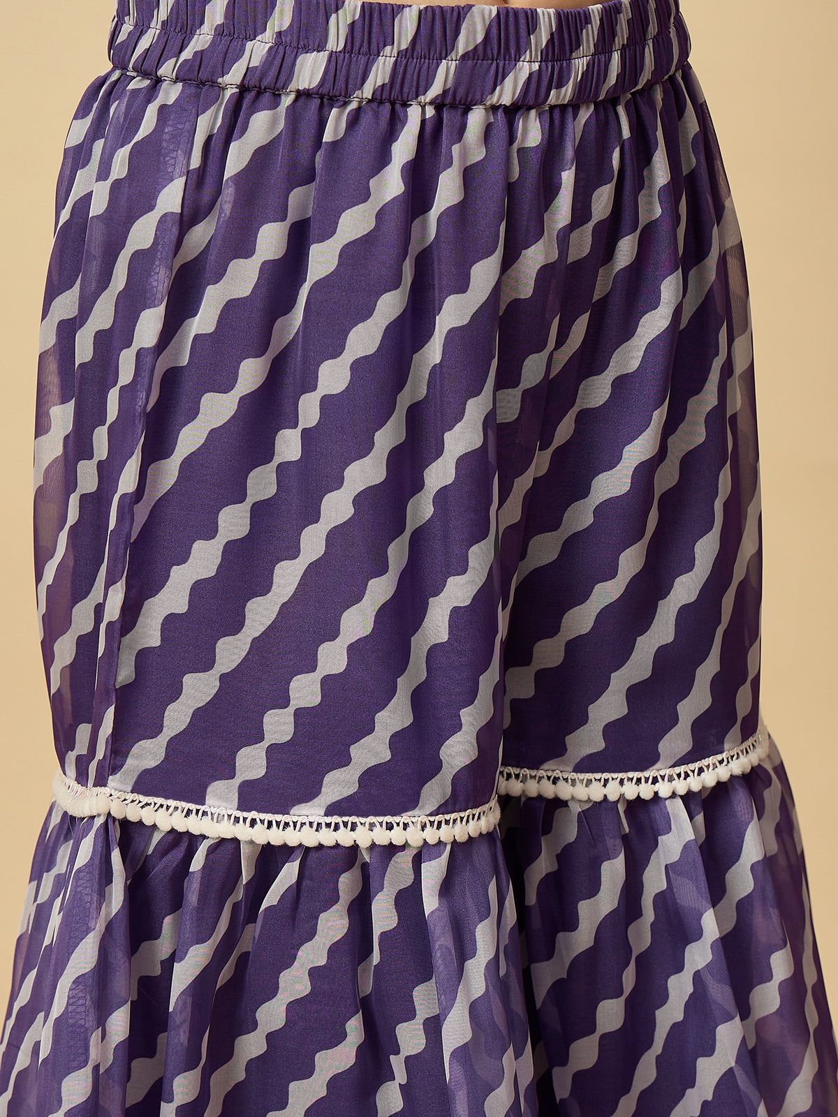 Girls Above Knee Embroidery Kurti Set - Purple
