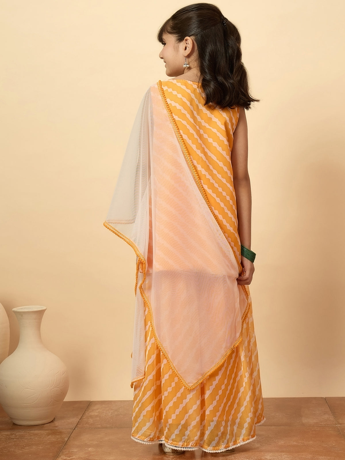 Girls Above Knee Embroidery Kurti Set - Mustard