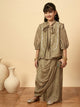 Girls Embroidery Top with Saree - Grey