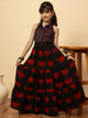 Girls Hip Length All over Print Lehenga Choli - Black