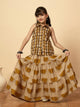 Girls Hip Length All over Print Lehenga Choli - Yellow