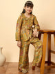 Girls Hip Length All over Print Kurti Set - Yellow