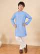 Boys Above Knee Embroidery Kurta Set - Blue