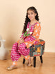 Girls Full Length All over Print Kurti Set - Magenta