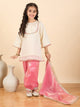 Girls Above Knee Embroidery Kurti Set - Off-White