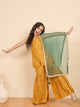 Girls Above Knee All over Print Kurti Set - Mustard