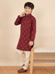 Boys Above Knee All over Print Kurta Set - Maroon
