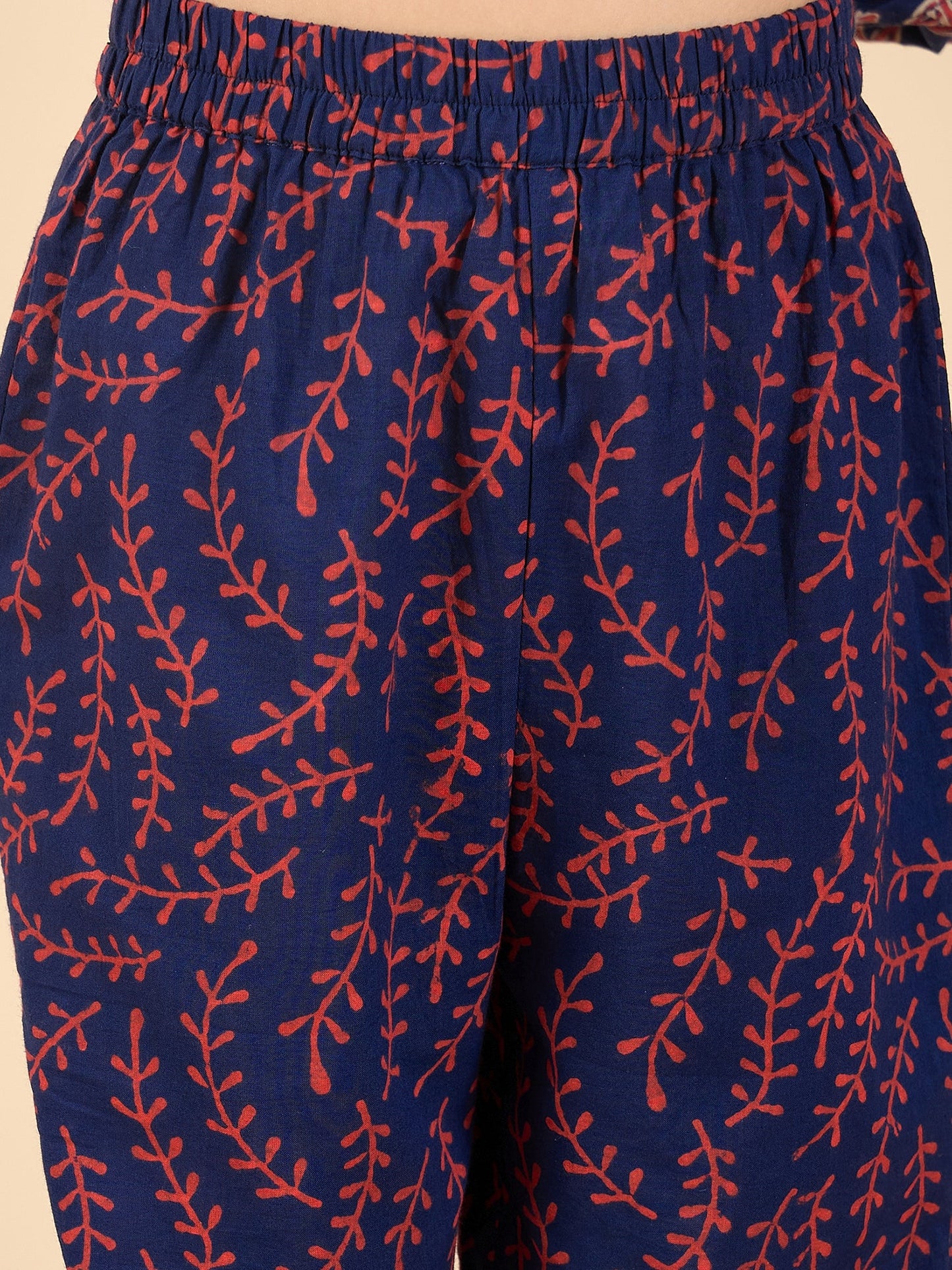 Girls Above Knee All over Print Kurti Set - Blue